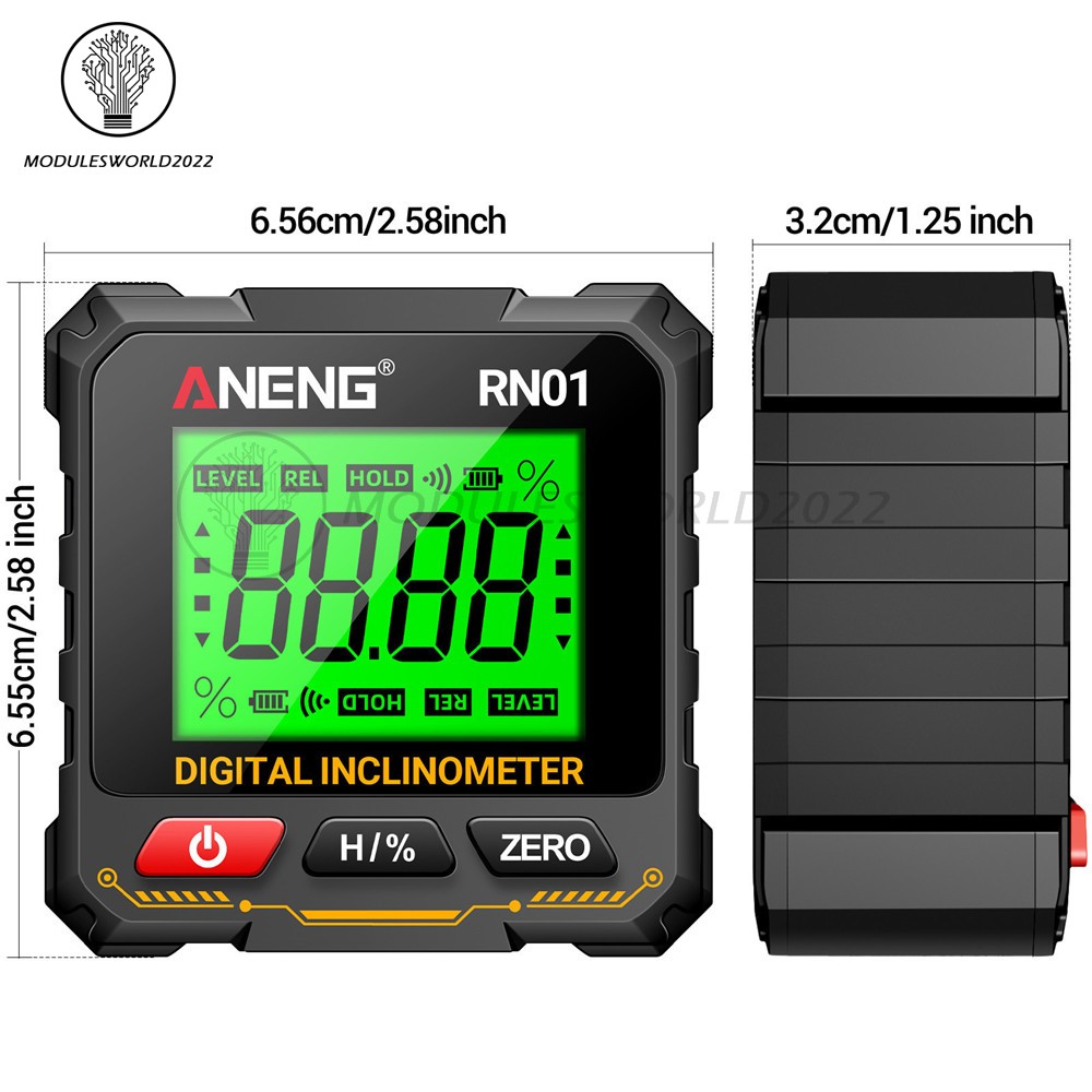ANENG Digital Angle Finder Magnetic Protractor Level Box Inclinometer Tool 360°