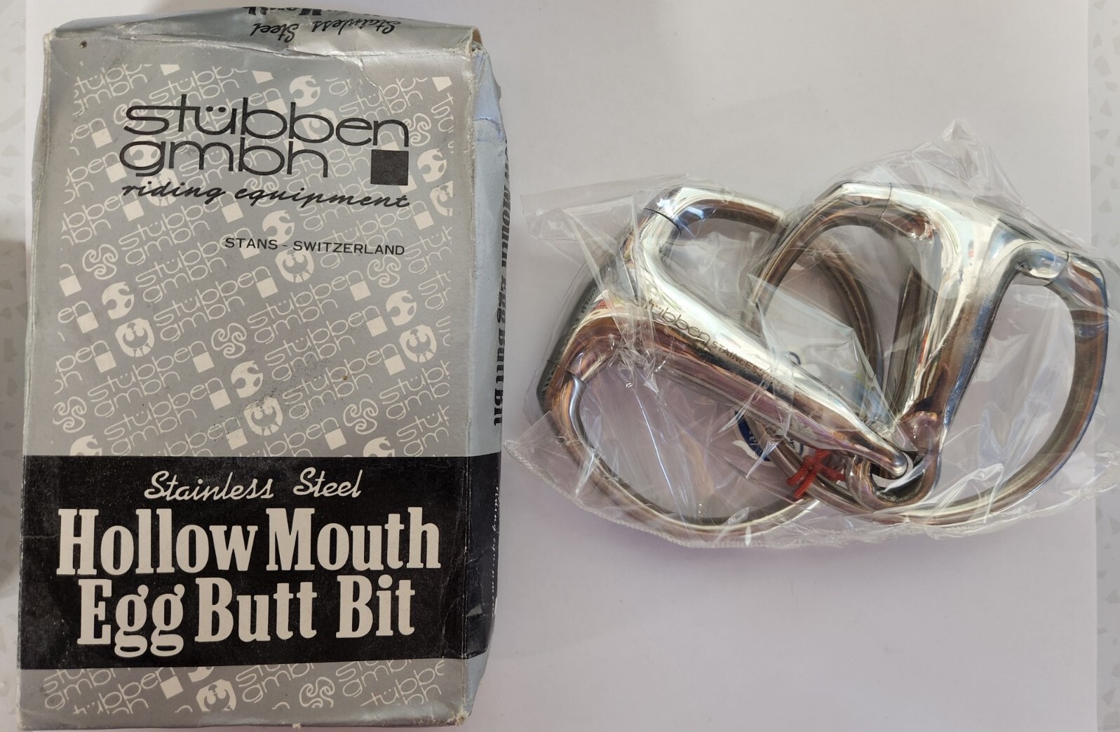 Stubben Hollow Mouth Stainless Egg Butt Snaffle Horse Bit 12.5cm / 4.9" NIB