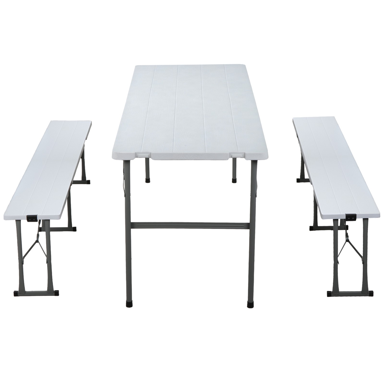 Compact Foldable Picnic Table with Storage Benches Weather Resistant HDPE Table