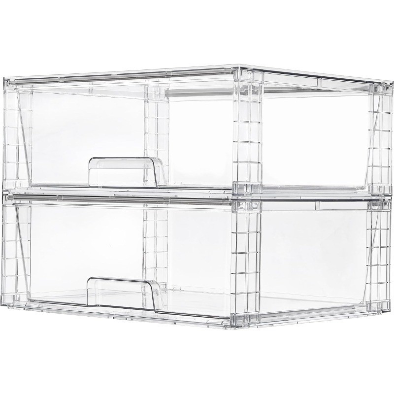 Clear Acrylic Bathroom Closet Undersink Organizers Plastic Storage Bins 2 Pack