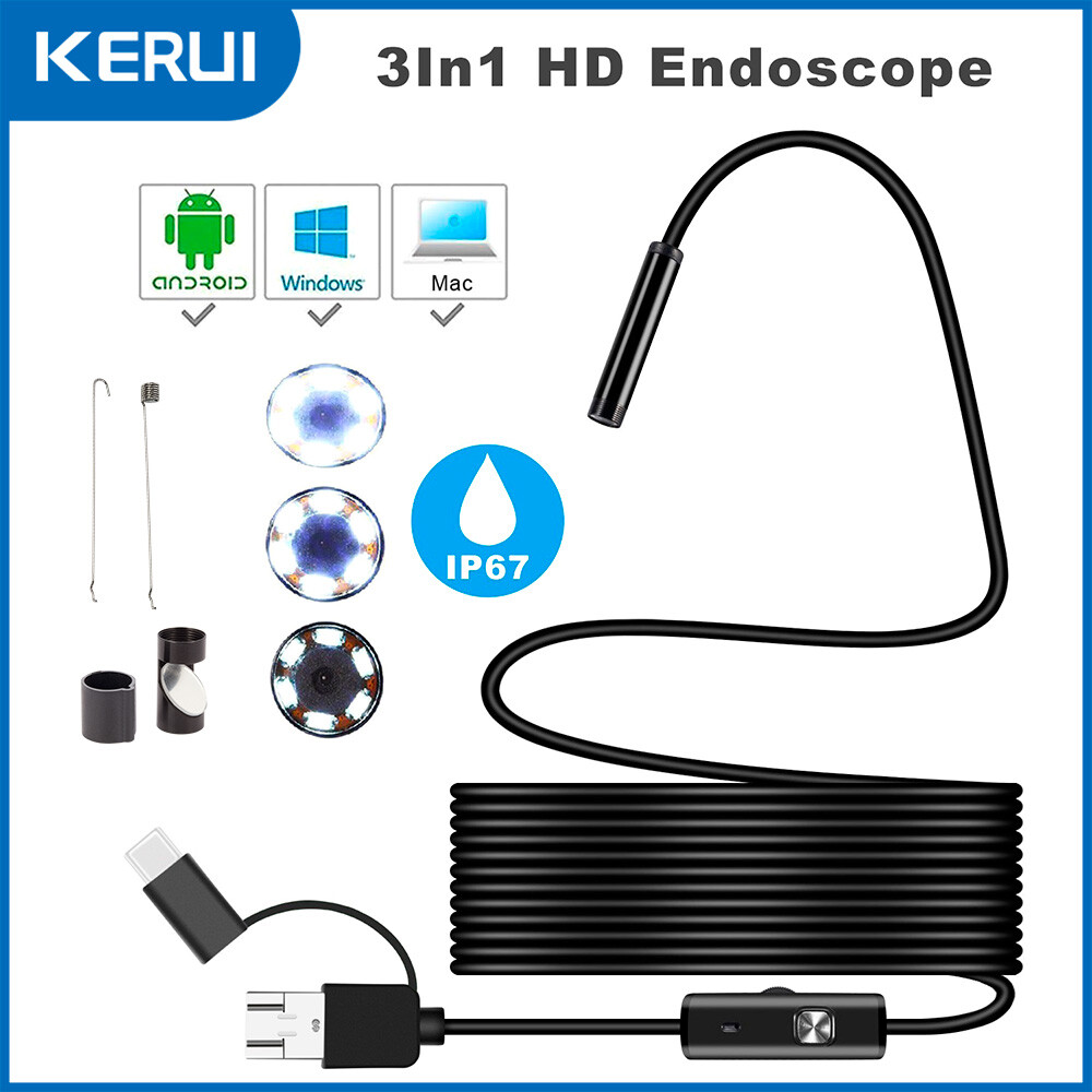 6LED USB Snake Endoscope Borescope HD Inspection Camera For Android Type C