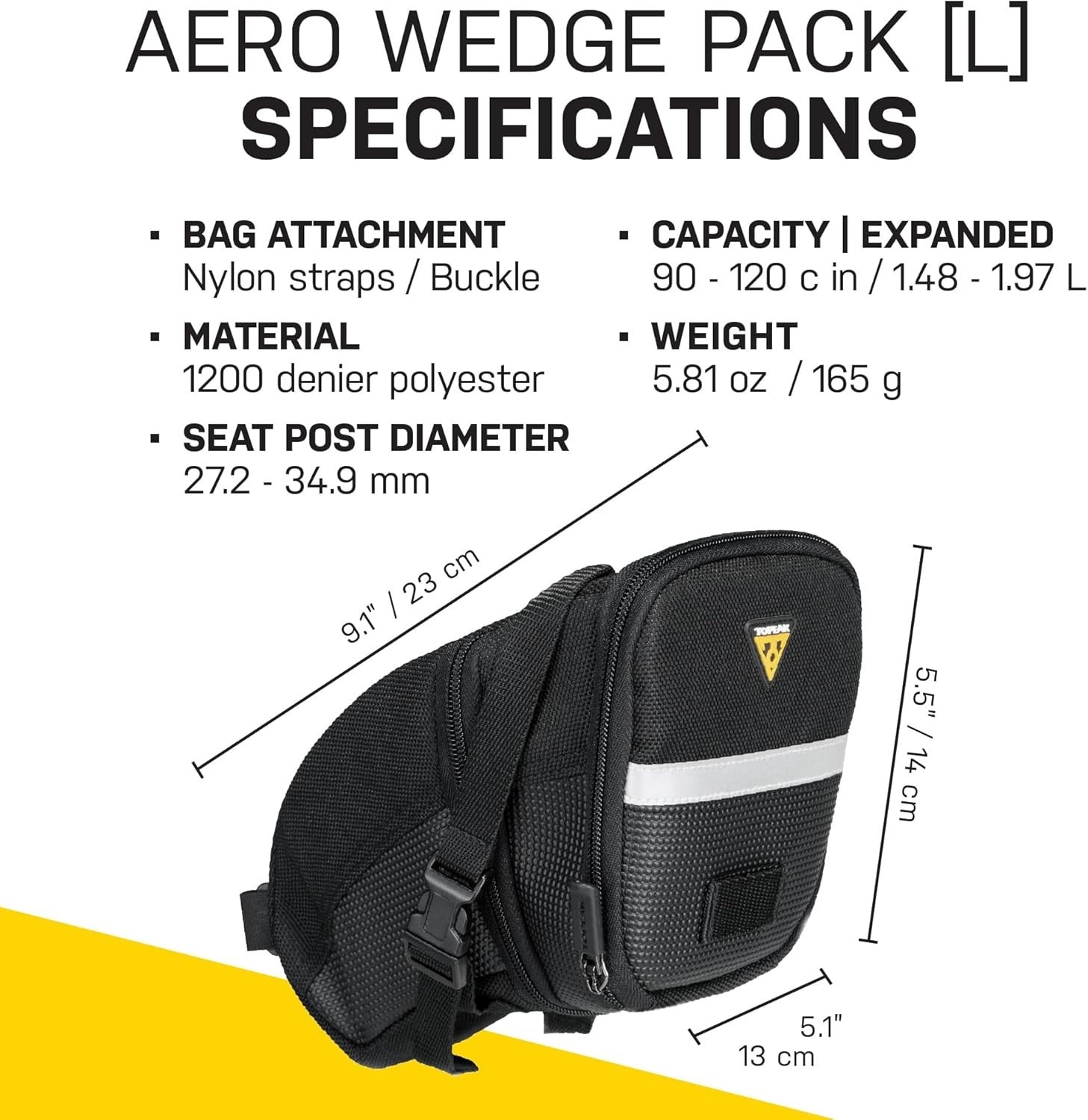 TC2262B Aero Wedge Pack with Strap Mount, Large , Black