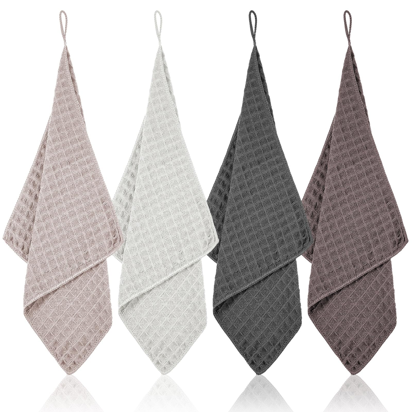 4Pack Waffle Weave 11.8 x in (L x W ), Khaki/Coffee/Dark Gray/Light Gray