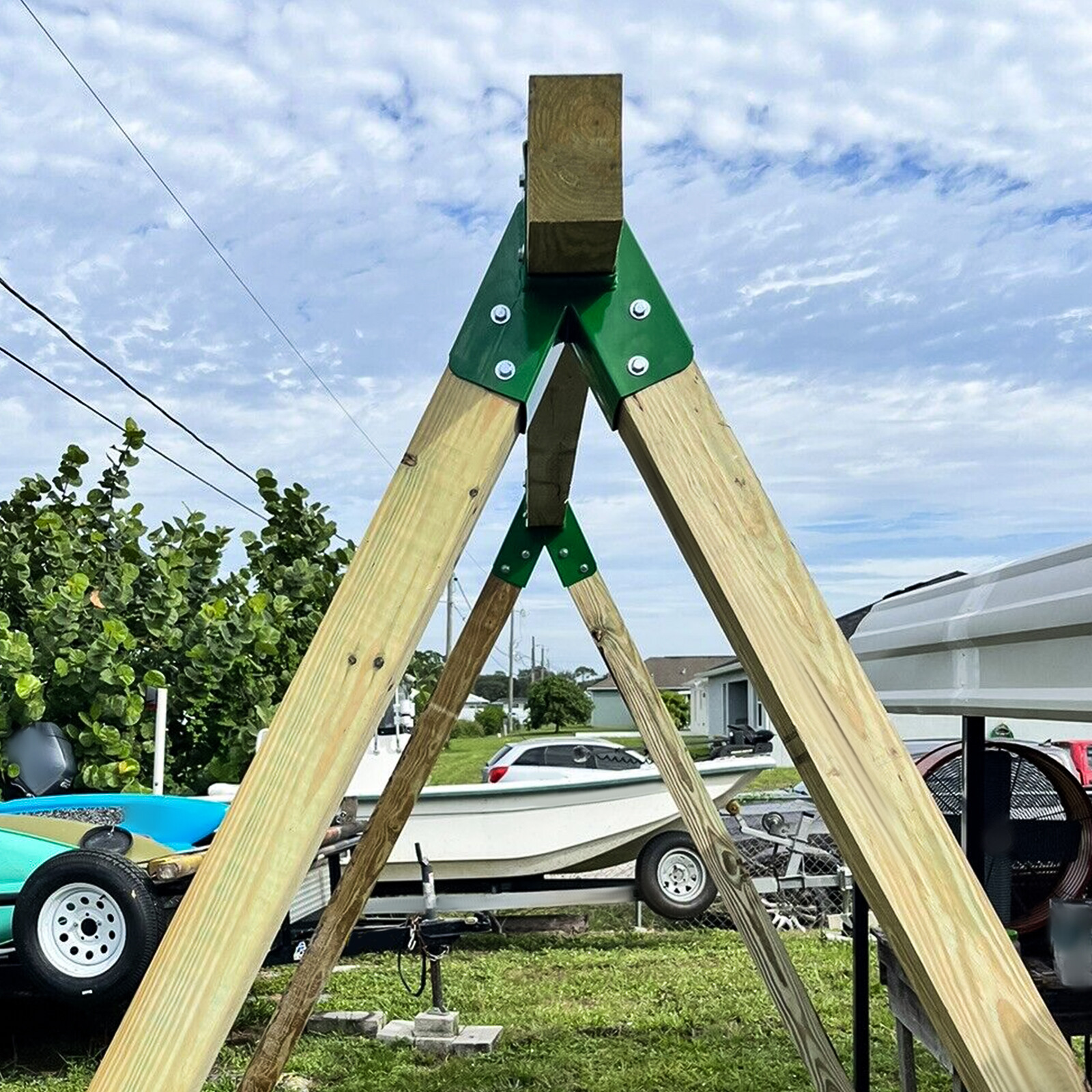 Brand New Pair 1-2-3 A-Frame Swing Set Brackets Complete Set 2 Brackets Green