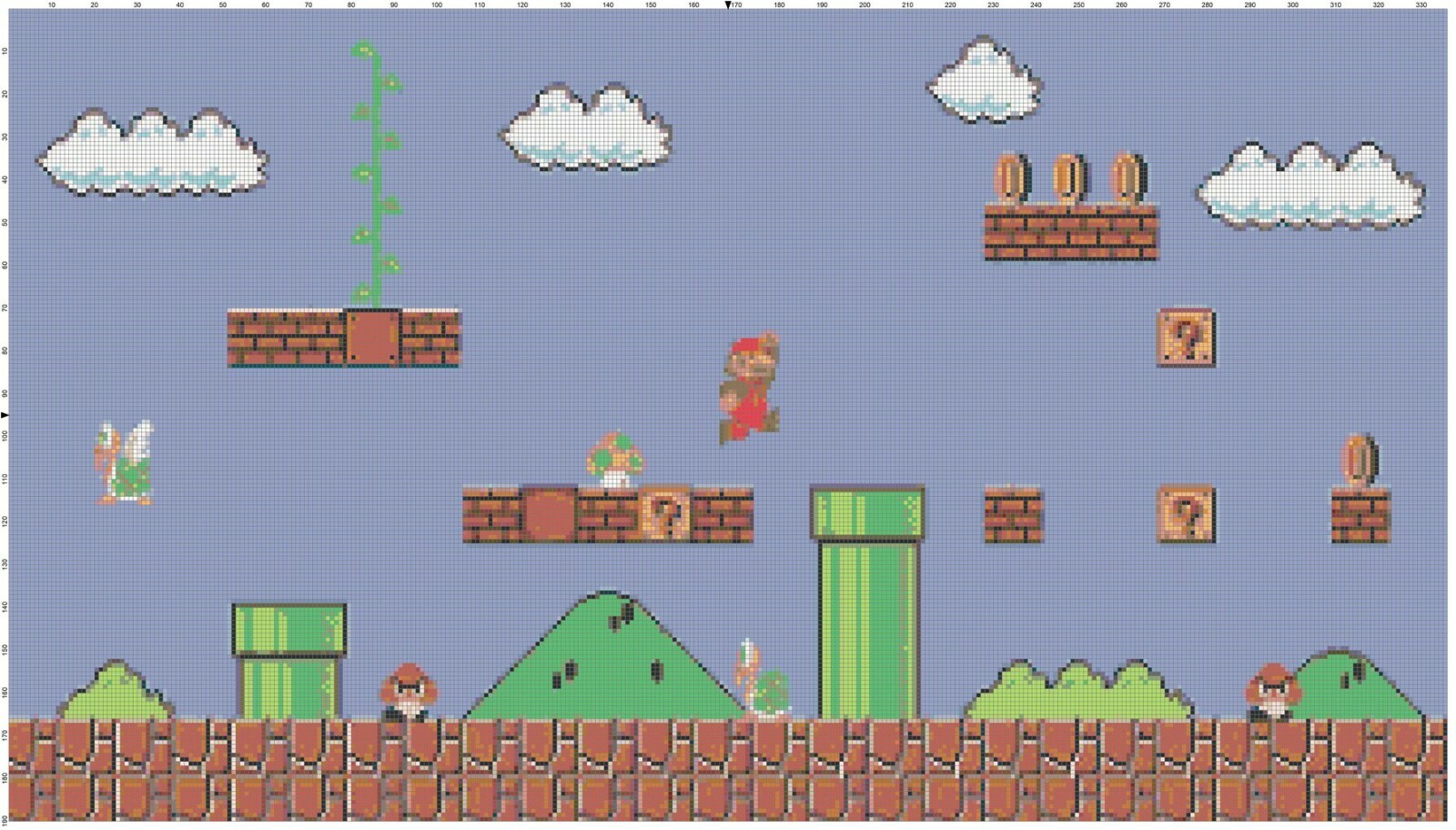 Retro Mario Bros Video 80's Game Classic Counted Cross-Stitch Pattern Chart