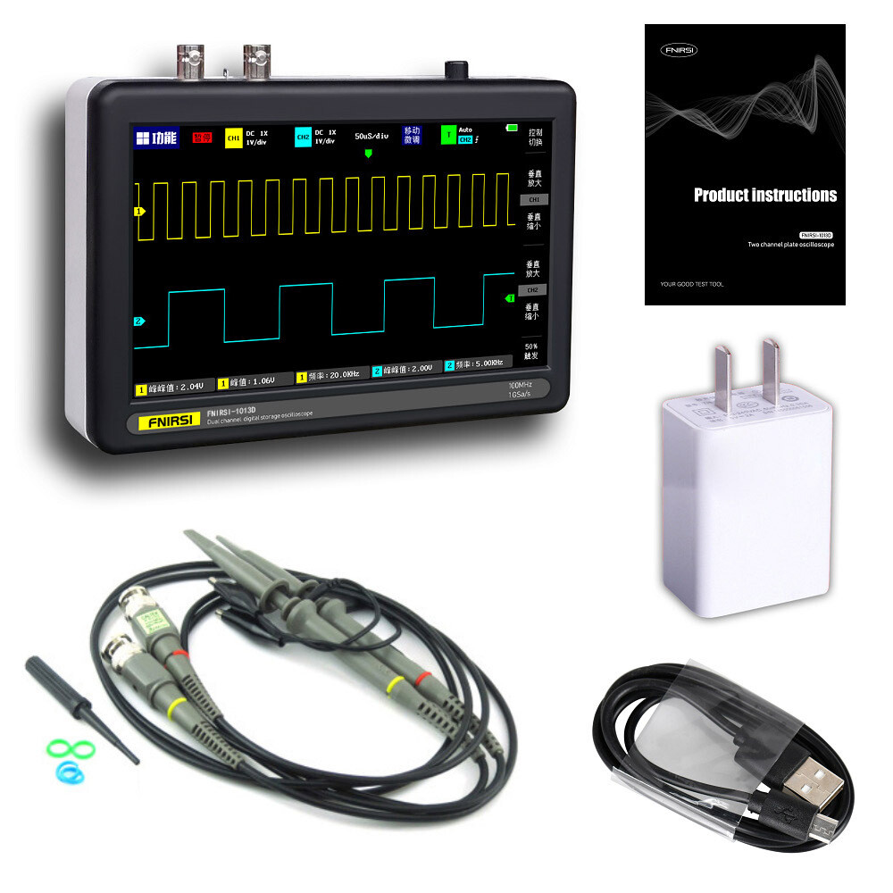 FNIRSI Mini 7" Touch Panel Digital Tablet Oscilloscope 2CH 100MHz Bandwidth 1GS
