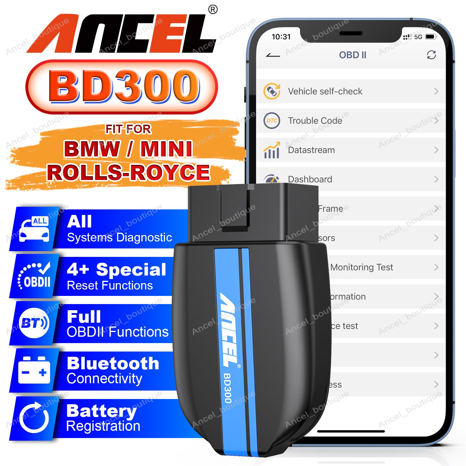 ANCEL BD300 For BMW Mini All System Bluetooth OBD2 Scanner Car Diagnostic Tool