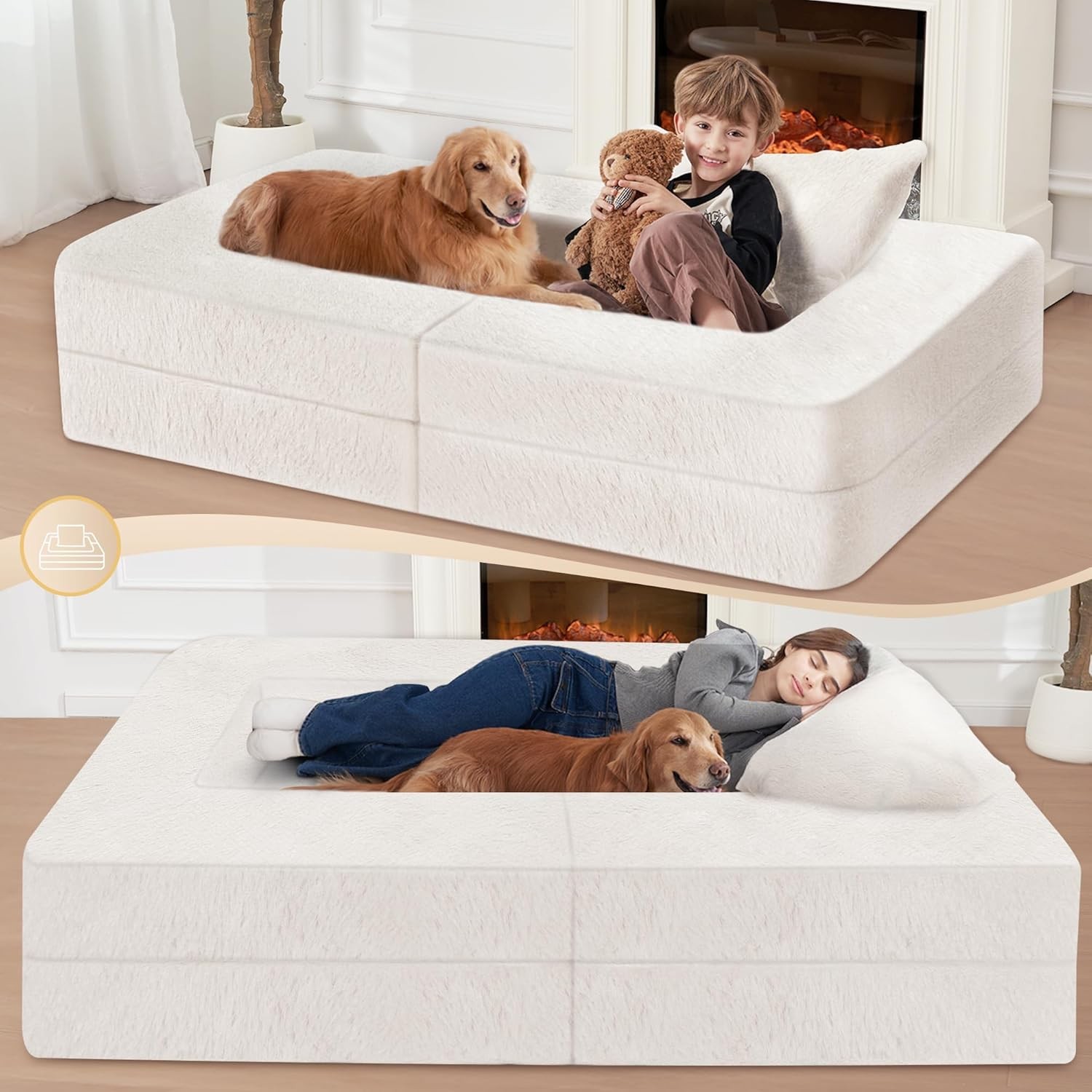 Futon Sofa Bed with Pillow, 3-in-1 Sleeper Sofa Bed with Removable Cover,