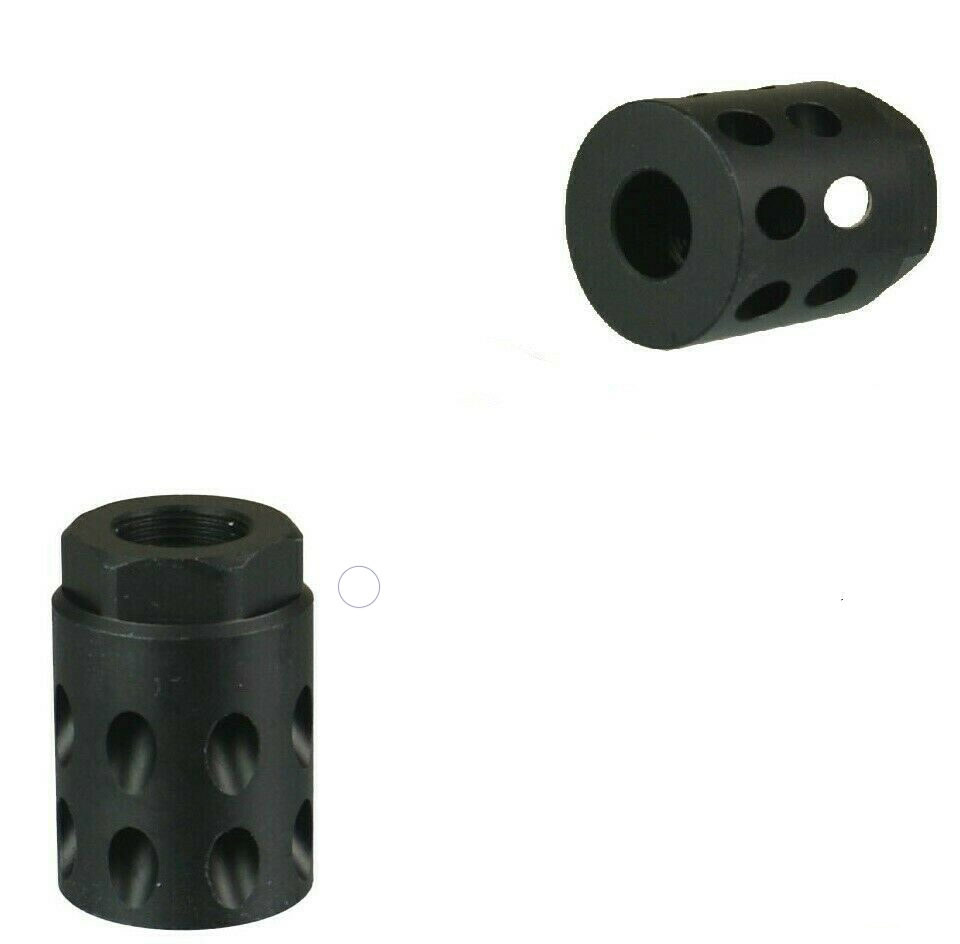 Black 1/2x28 TPI Muzzle Brake Compensator Fit for 9mm Glock - Aluminum