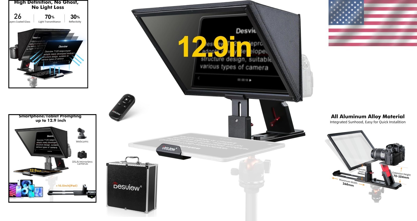 Innovative T12S Teleprompter with 12.9