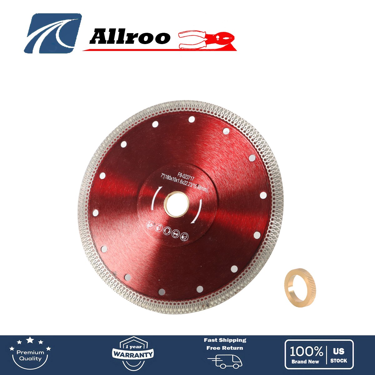 Red 7 inch Super Thin Diamond Porcelain Cutting Blade Tile Blade For Cutting
