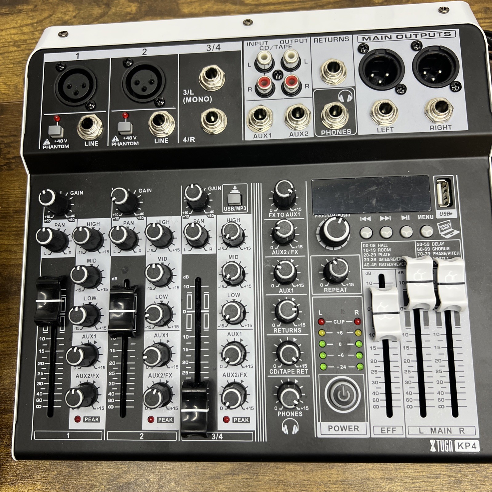 XTUGA KP4 4 Channel Audio Mixer, 16-Bit DSP Effect USB Audio Interface Effects