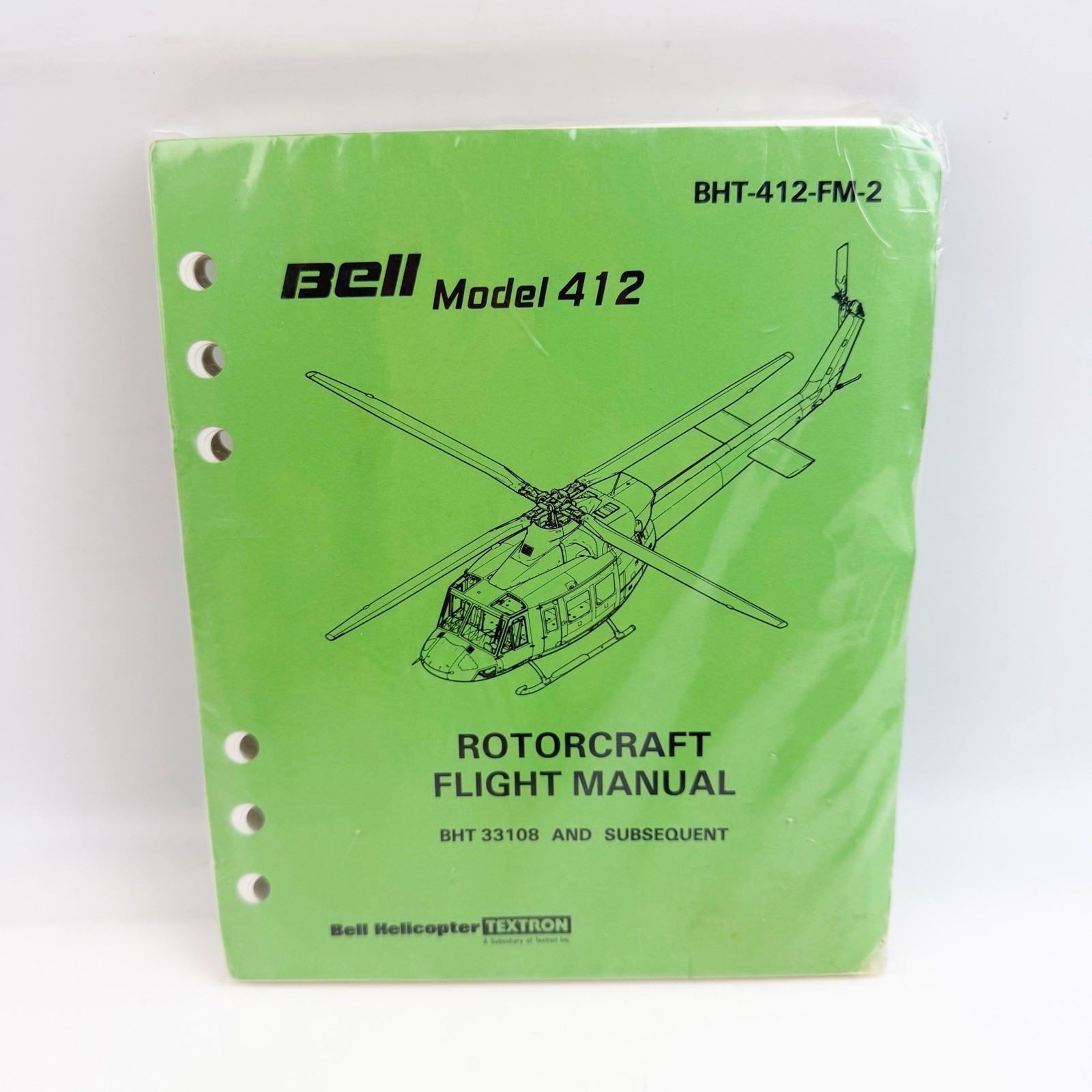 Vtg Bell Model 412 Rotorcraft Flight Manual BHT-412-FM-2 Nov 17 1983 Helicopter
