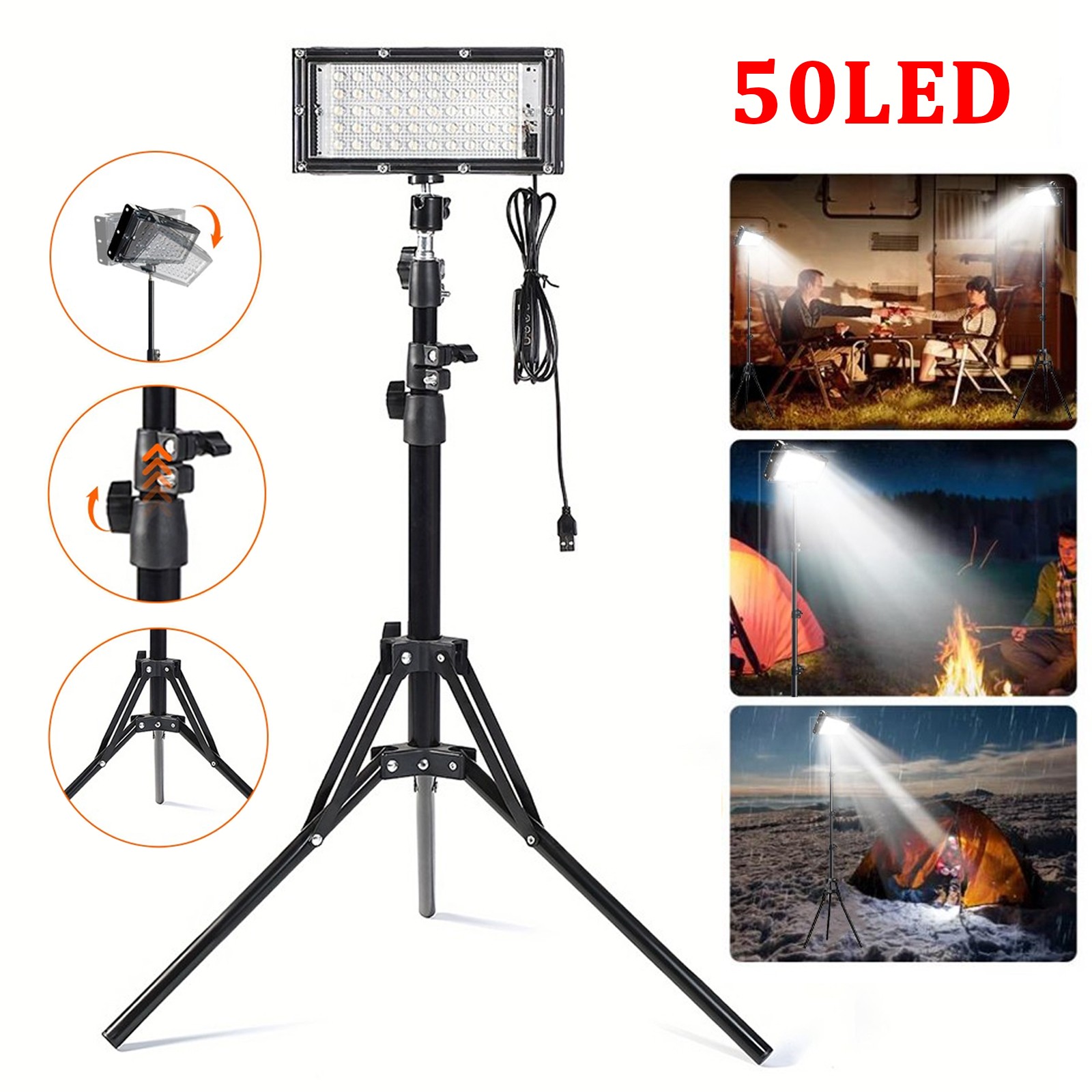 Portable Telescopic Camping Light Outdoor LED Work Light Lamp Tripod Stand Light