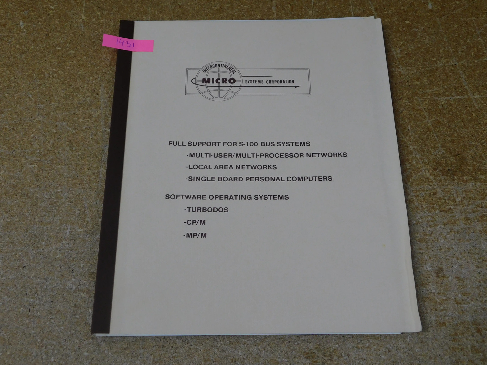 Intercontinental Micro Systems Corporation Vintage Computer Manual (original)