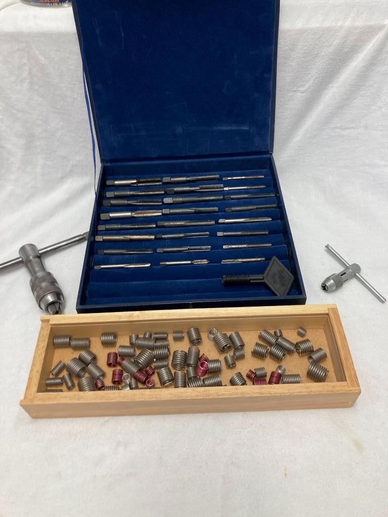 Lot 70 Assorted Size Heli Coils + 24  Taps From 3/8 to 8/36 Plus 2 Tap Wrenches