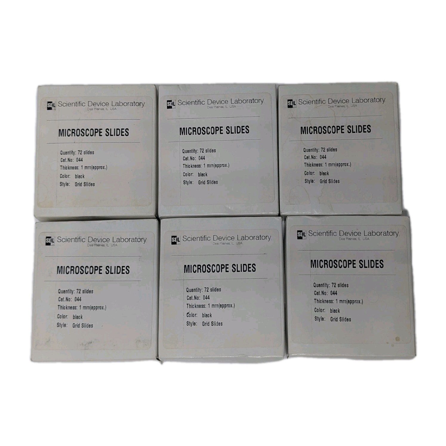 SDL Microscope Slides Black Grid Cat 044 72/Box Lot of 6 Boxes 432 Slides Total