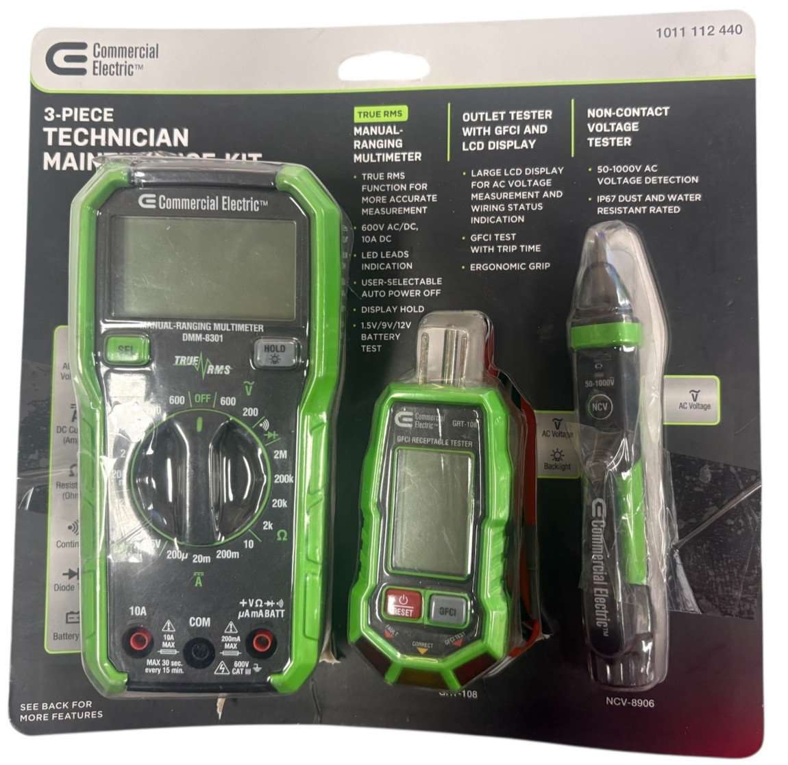 Commercial Electric KMNO-301 Technician Kit with Multimeter, Voltage & GFCI Test