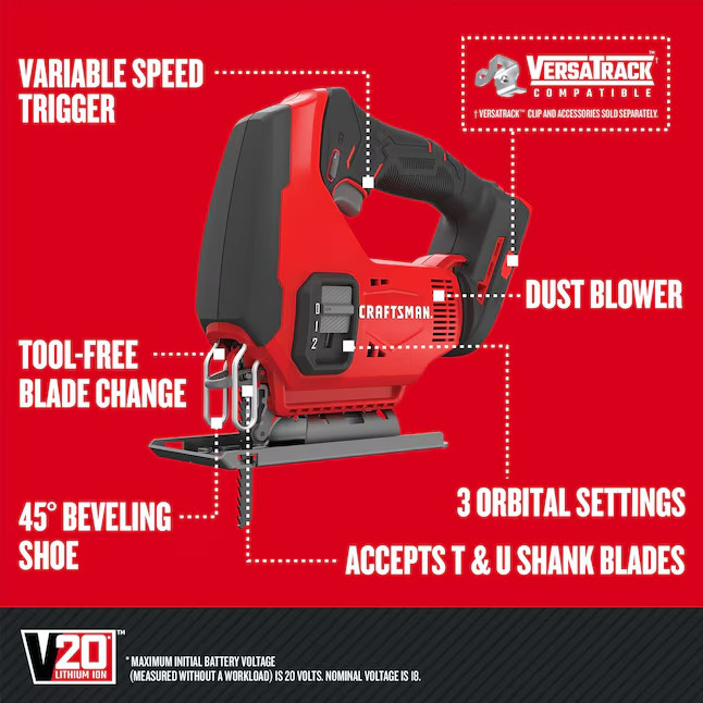 CRAFTSMAN 20V MAX 8-Tool Power Tool Combo Kit with Soft Case (Battery + Charger)