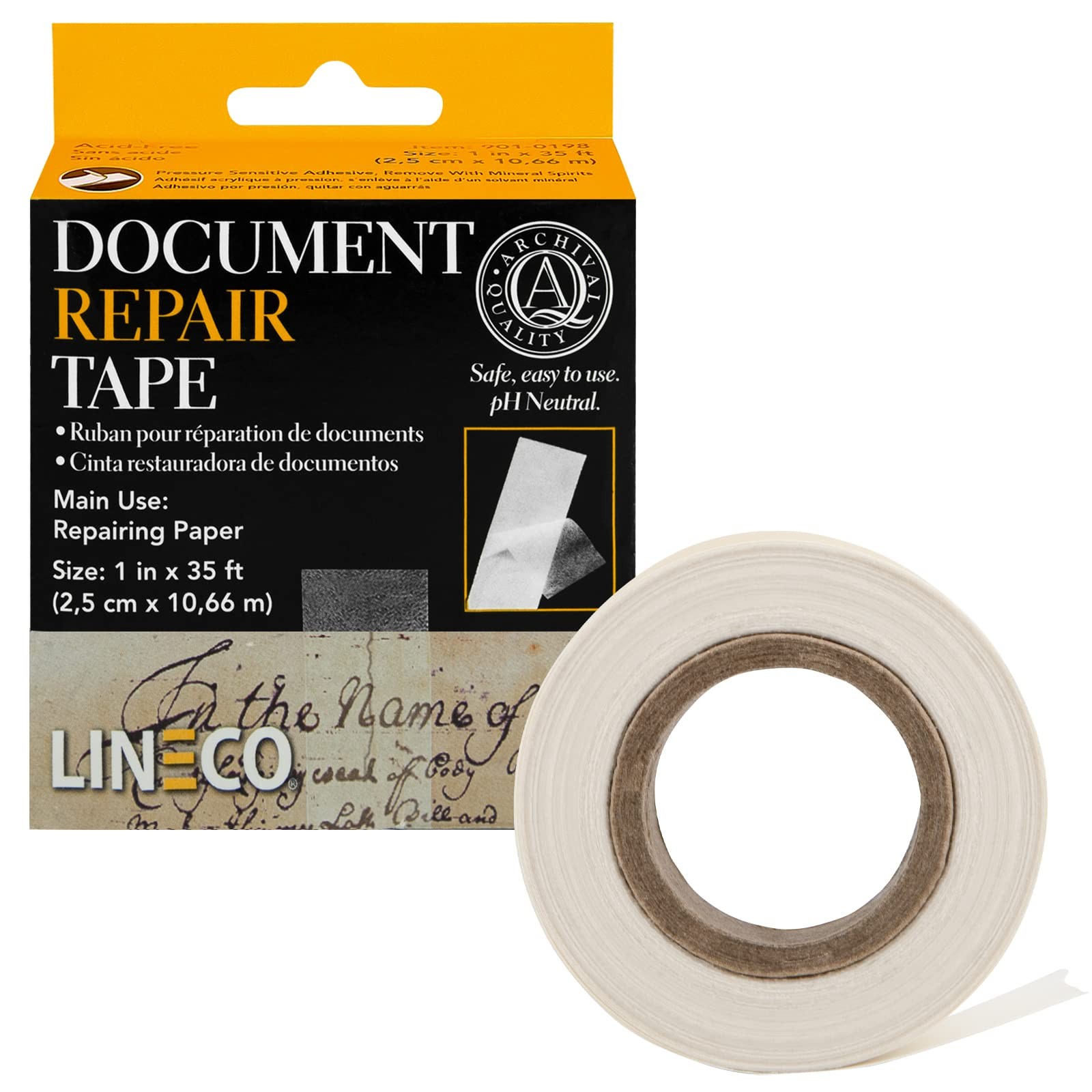Archival Document Repair Tape 1 Inch X 35 Feet Acid-Free Translucent for Re
