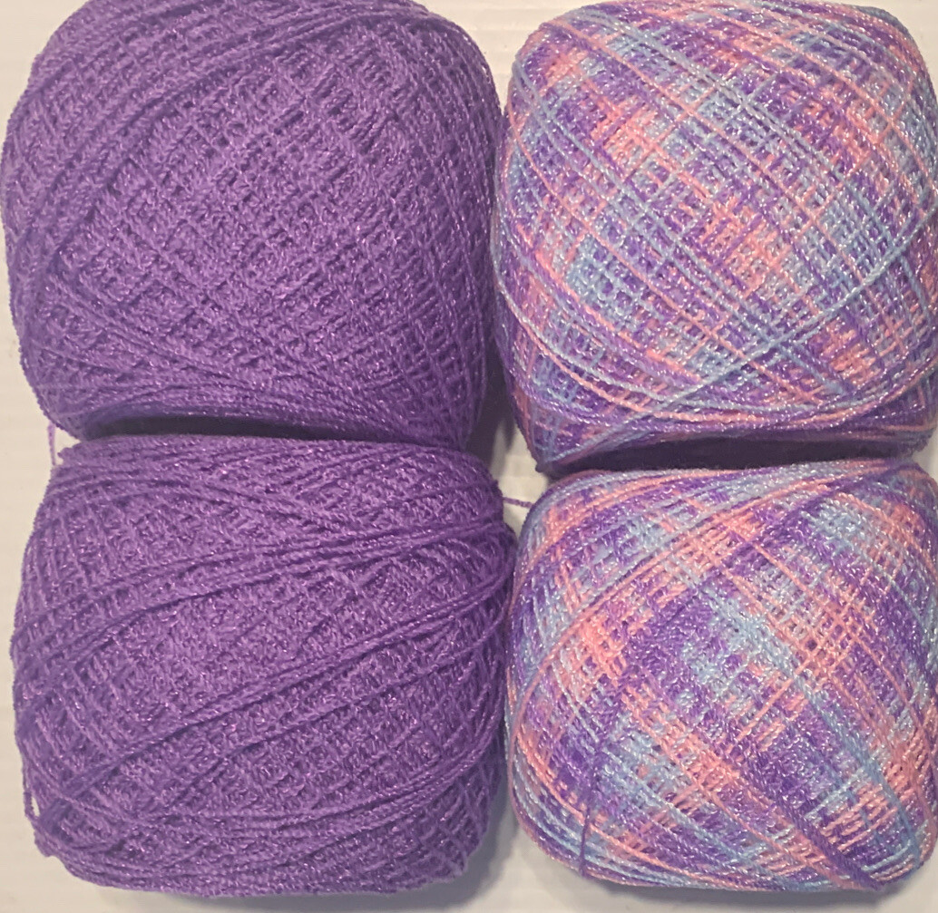 Crystal Lace Yarn. Colors  23 and 41. Acrylic/Rayon,900 yards each. 1 lot of 4
