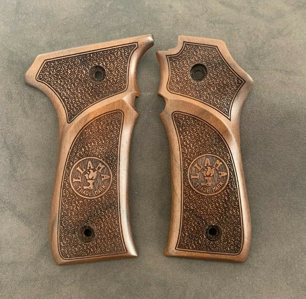 Llama 32 ACP Turkish Walnut Wood Grips. Handmade. Gritty Texture. USA SHIPPING