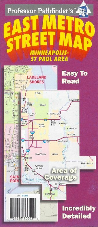 Minneapolis-St Paul East Metro Street Map, Minnesota, by Professor Pathfinder