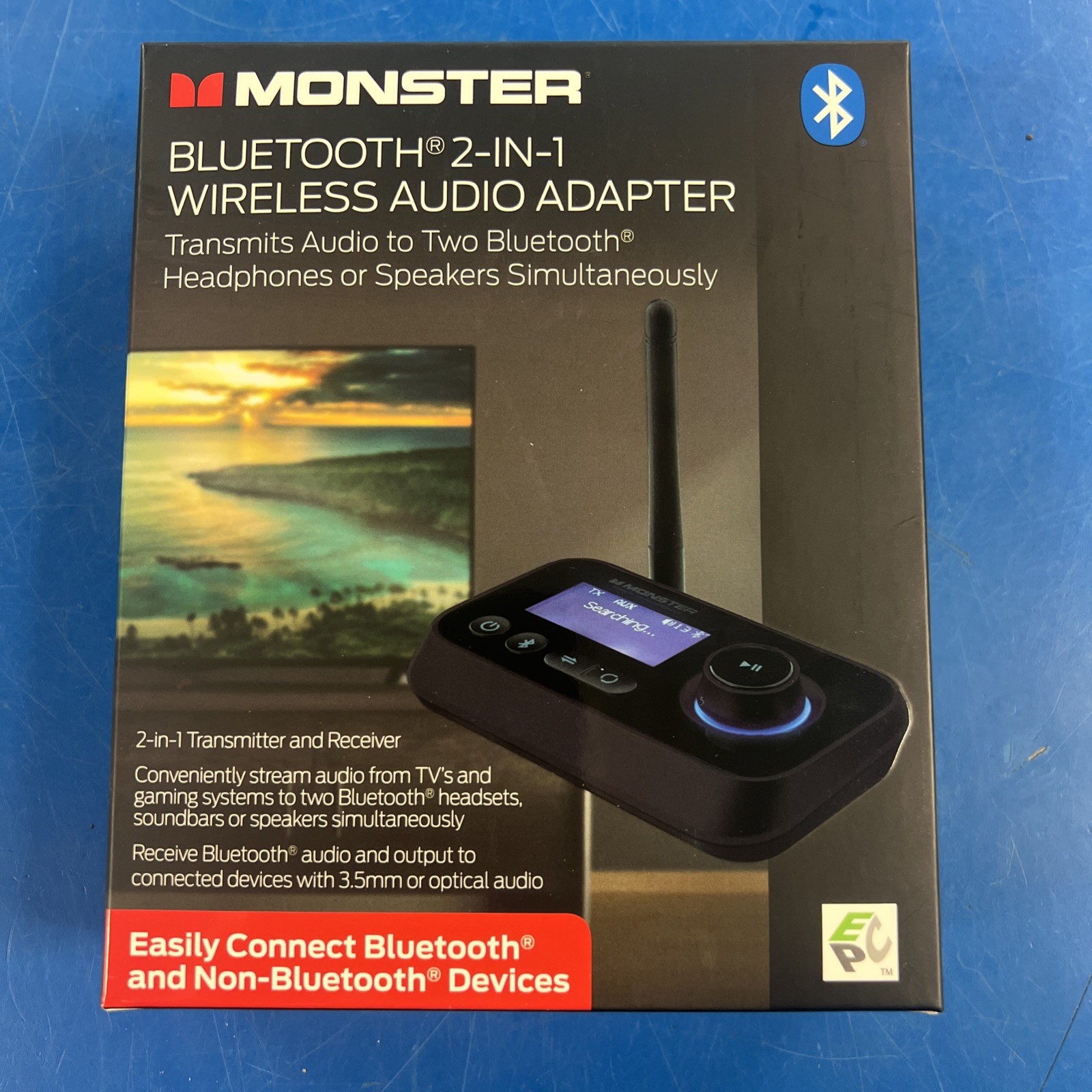 Monster Bluetooth 2 In 1 Wireless Audio Adapter - Black New in Box Sealed
