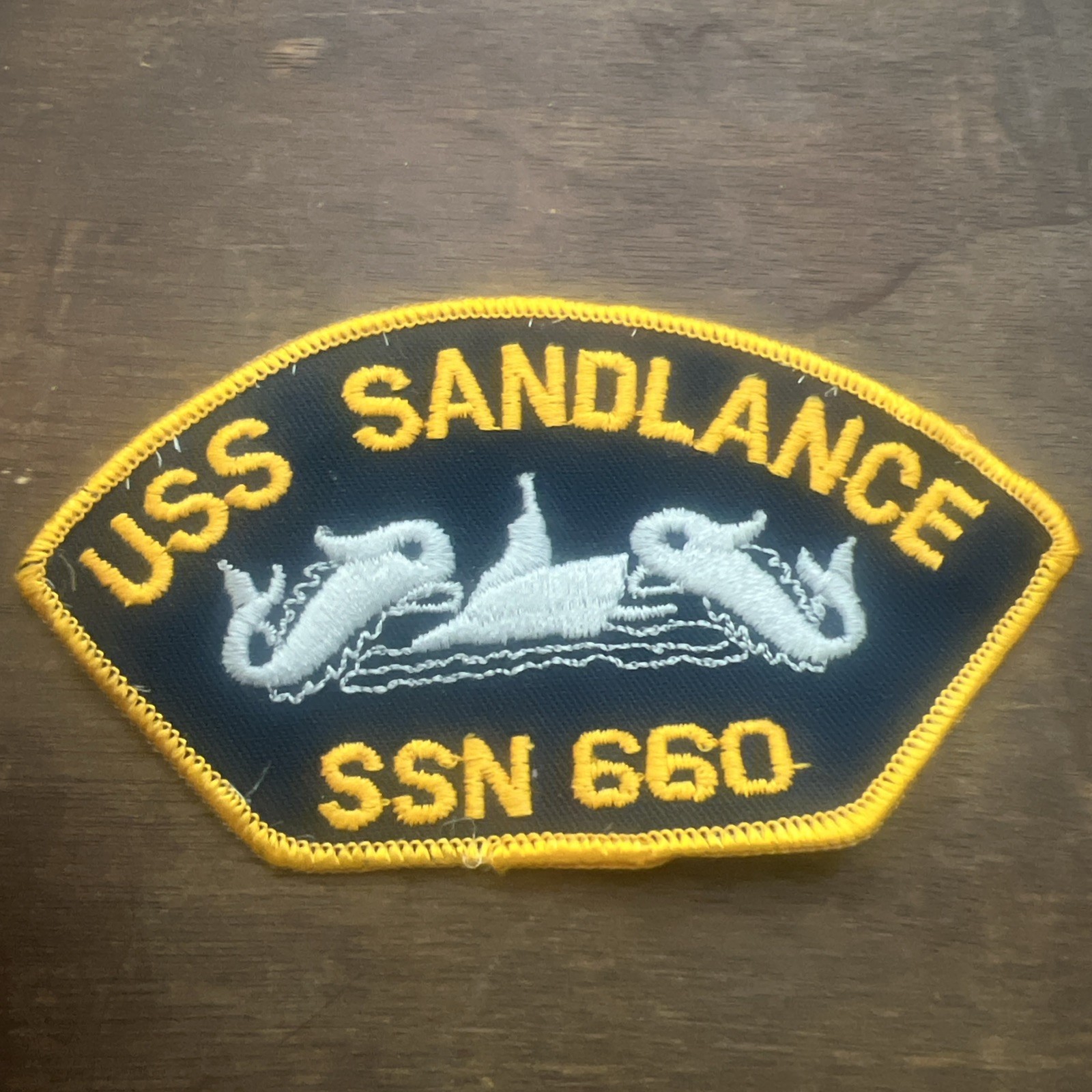 Vintage US Navy USS Sandlance SSN660 Embroidered Battleship Patch