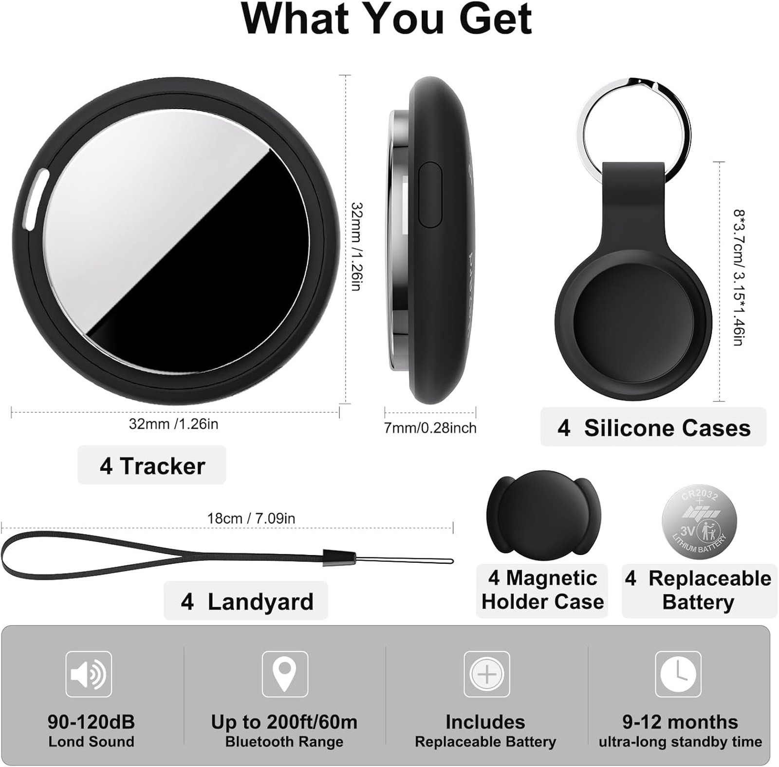 Bluetooth Tracker Tag for Apple Find My Replaceable Battery Key Luggage Wallet
