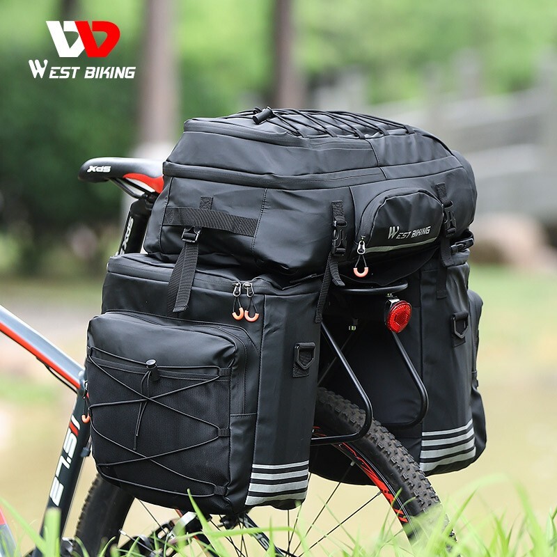 WEST BIKING 3 in 1 Bicycle Bag Waterproof Bike Rear Rack Pack Bag Pannier 48L