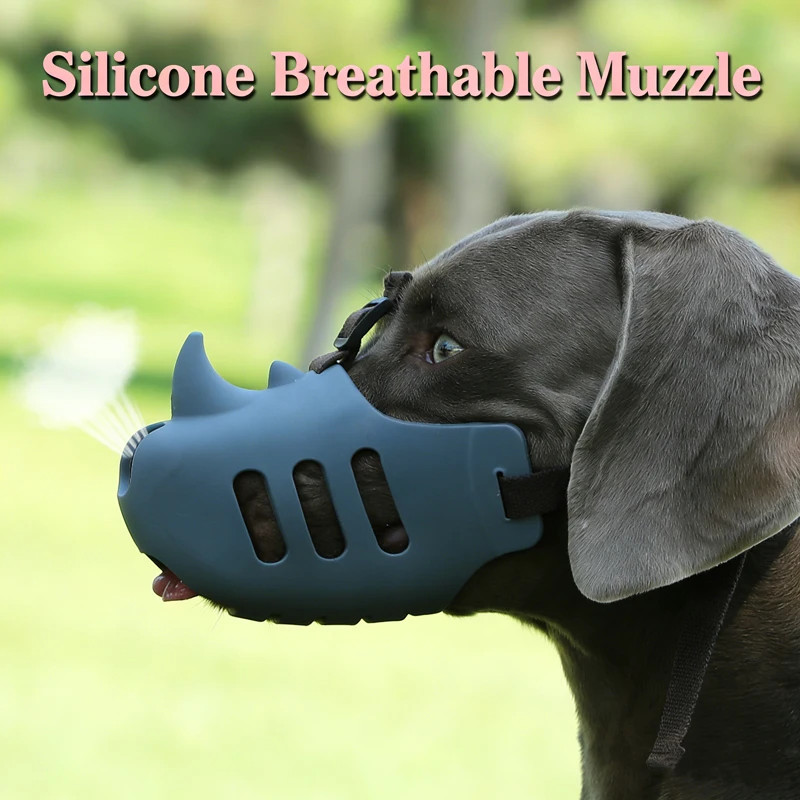 Soft Silicone Rhino Dog Muzzle Anti Bite Barking Chewing Adjustable Breathable P