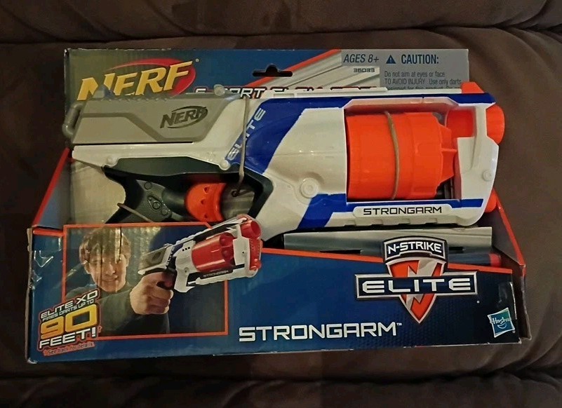 Nerf N Strike Elite Strongarm Toy Blaster with Rotating Barrel Slam Fire 6 Darts