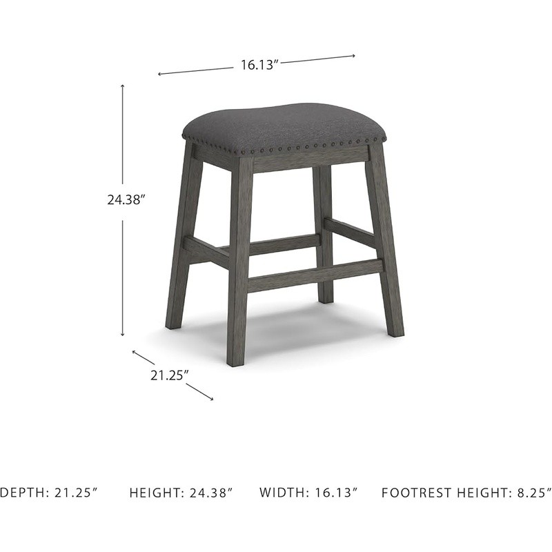 Counter Height Stools Set of 2 Polyester Upholstered Foam Cushioned Acacia Wood