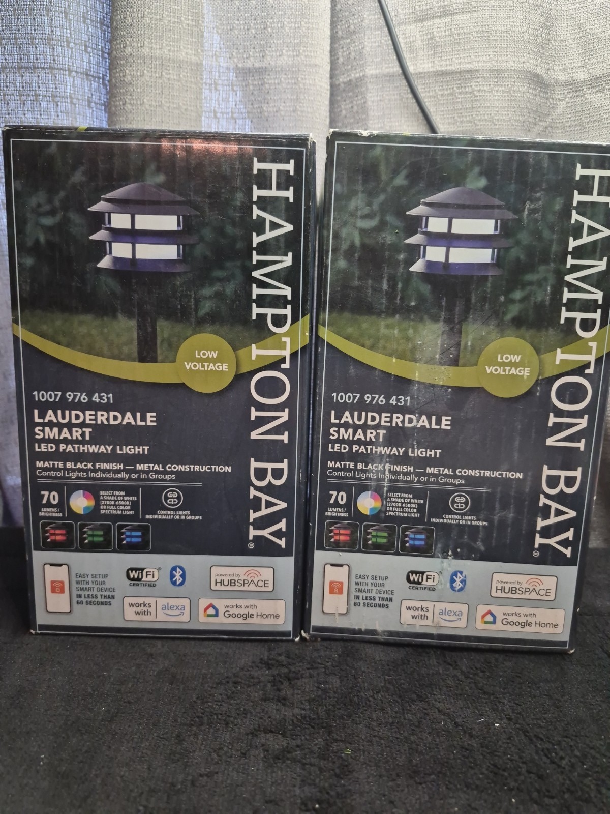 2 Pack Hampton Bay Lauderdale Smart LED Pathway Light Powered by Hubspace