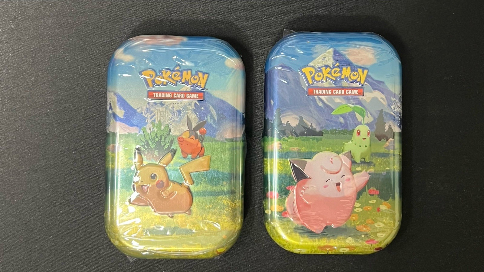 Pokémon Tin Pikachu Tepig Clefairy Chikorita Pokémon TCG. Lot of 2
