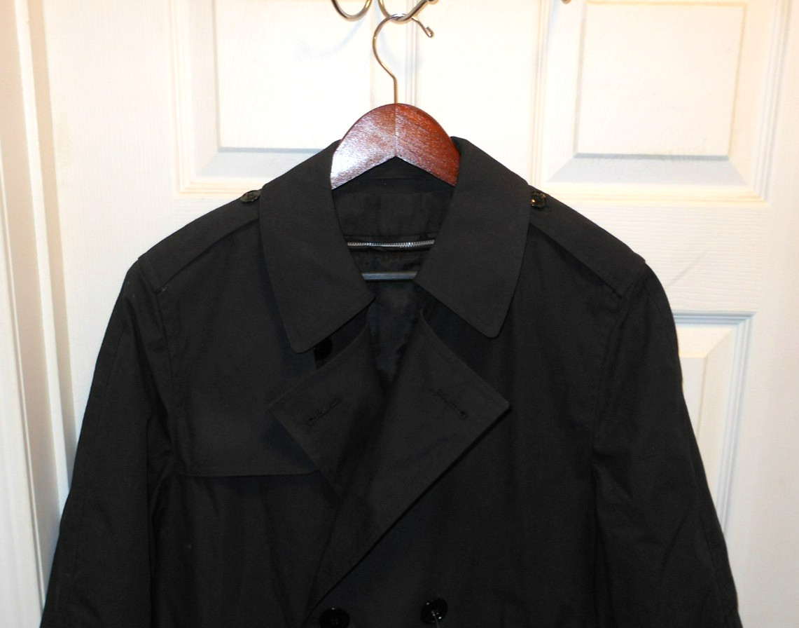 U.S Navy Military Uniform Men's All Weather Trench Coat Black w/Liner 38 Reg NEW