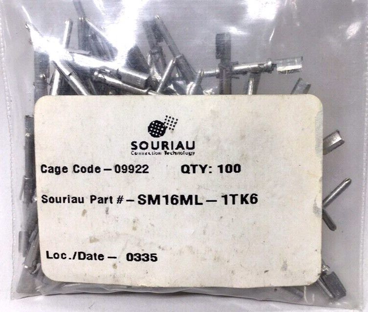 Souriau SM16ML-1TK6 Male Contact Pin 18-16AWG Crimp Style (Pack Of 100)