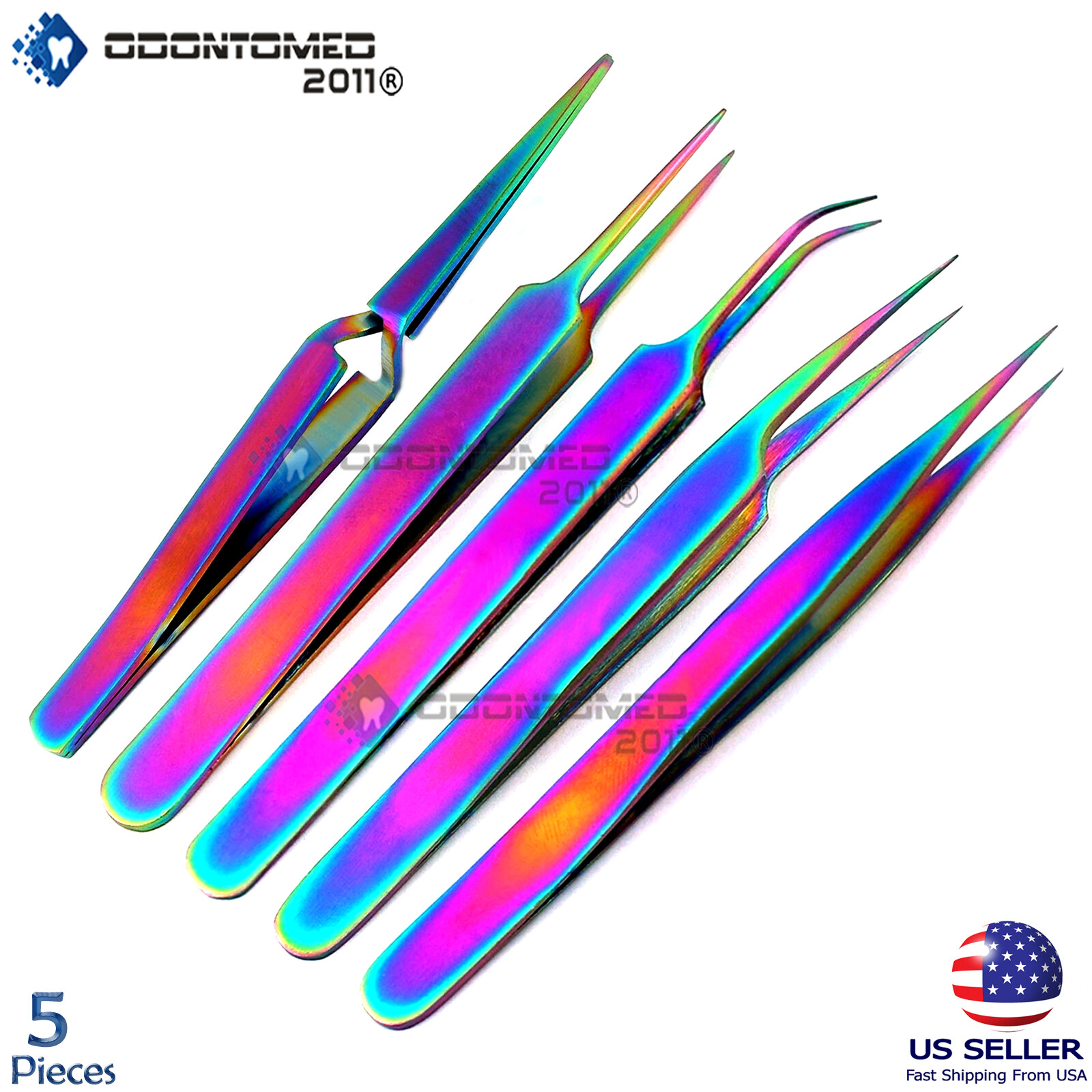 Rainbow Color Coated Volume Tweezers Set eyelash extension tweezers Lash Makers