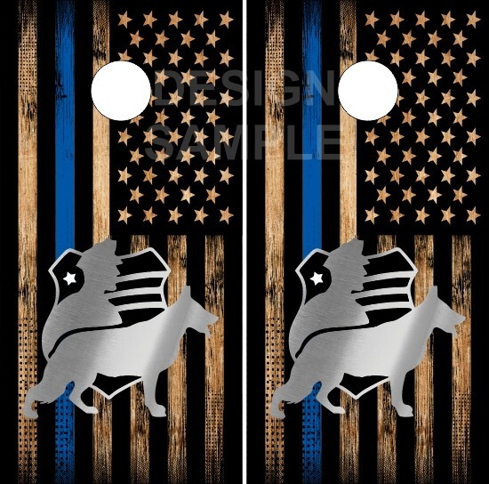 Police K9 Thin Blue Line LAMINATED Cornhole Wrap Bags Skin Decal Sticker