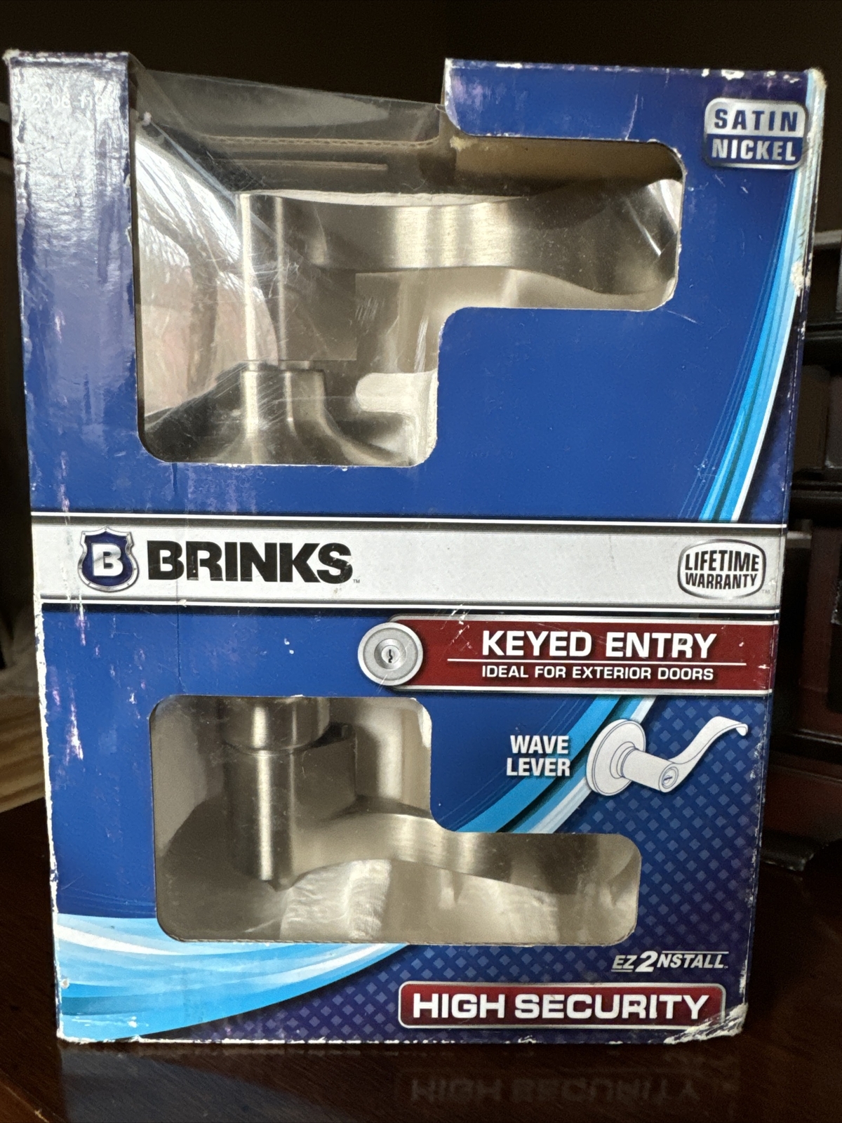 Brink's 2706-119 High Security Keyed Entry Wave Lever Satin Nickel