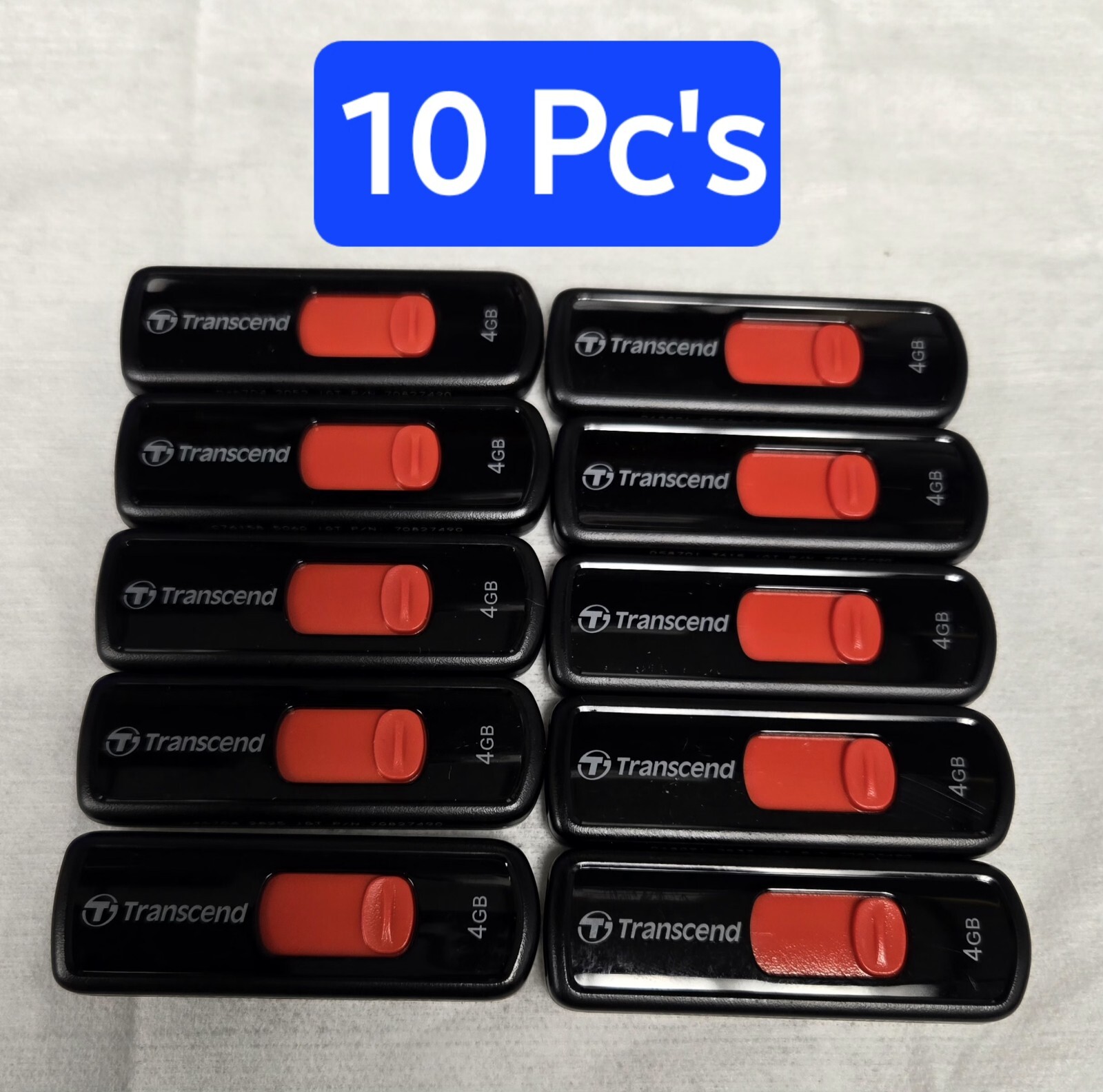 Lot of 10 Transcend 4 GB Flash Drive USB  Memory Flash Storage Thumb Drive