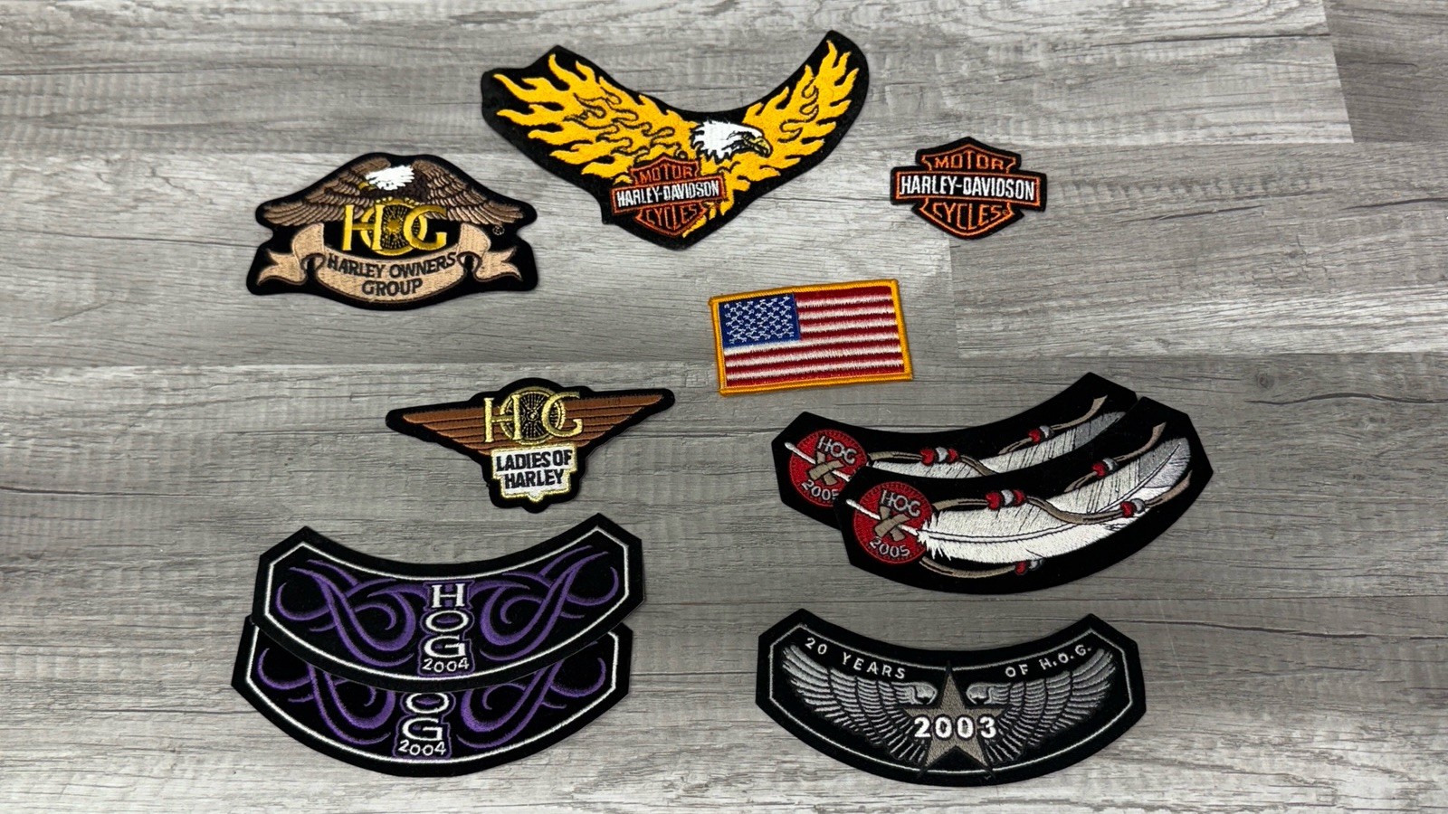 Lot Of 10 H.O.G. Harley Davidson Eagle American Flag Jacket Vest Patches NEW￼