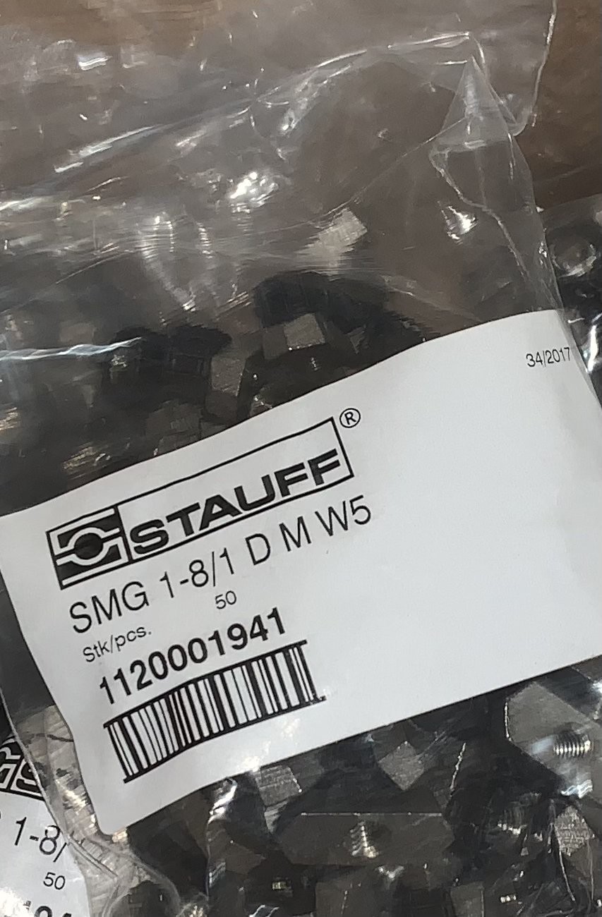 Stauff SMG-1-8/1D-M-W5 1120001941 316 S/S RAIL NUTS     QTY 50