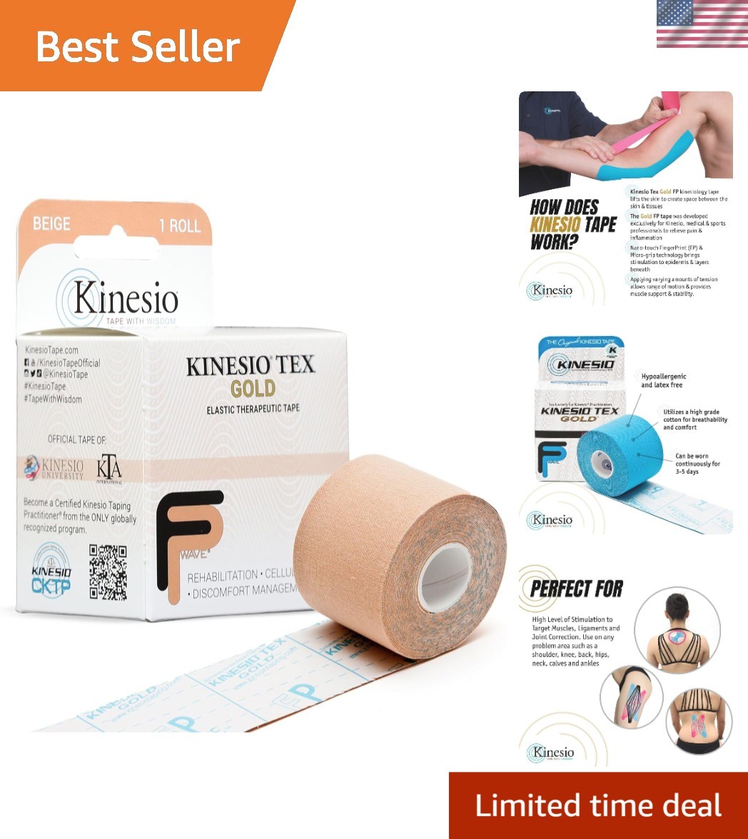 Elastic Therapeutic Muscle Tape 2 in. x 16.4 ft - Supports Recovery - Beige