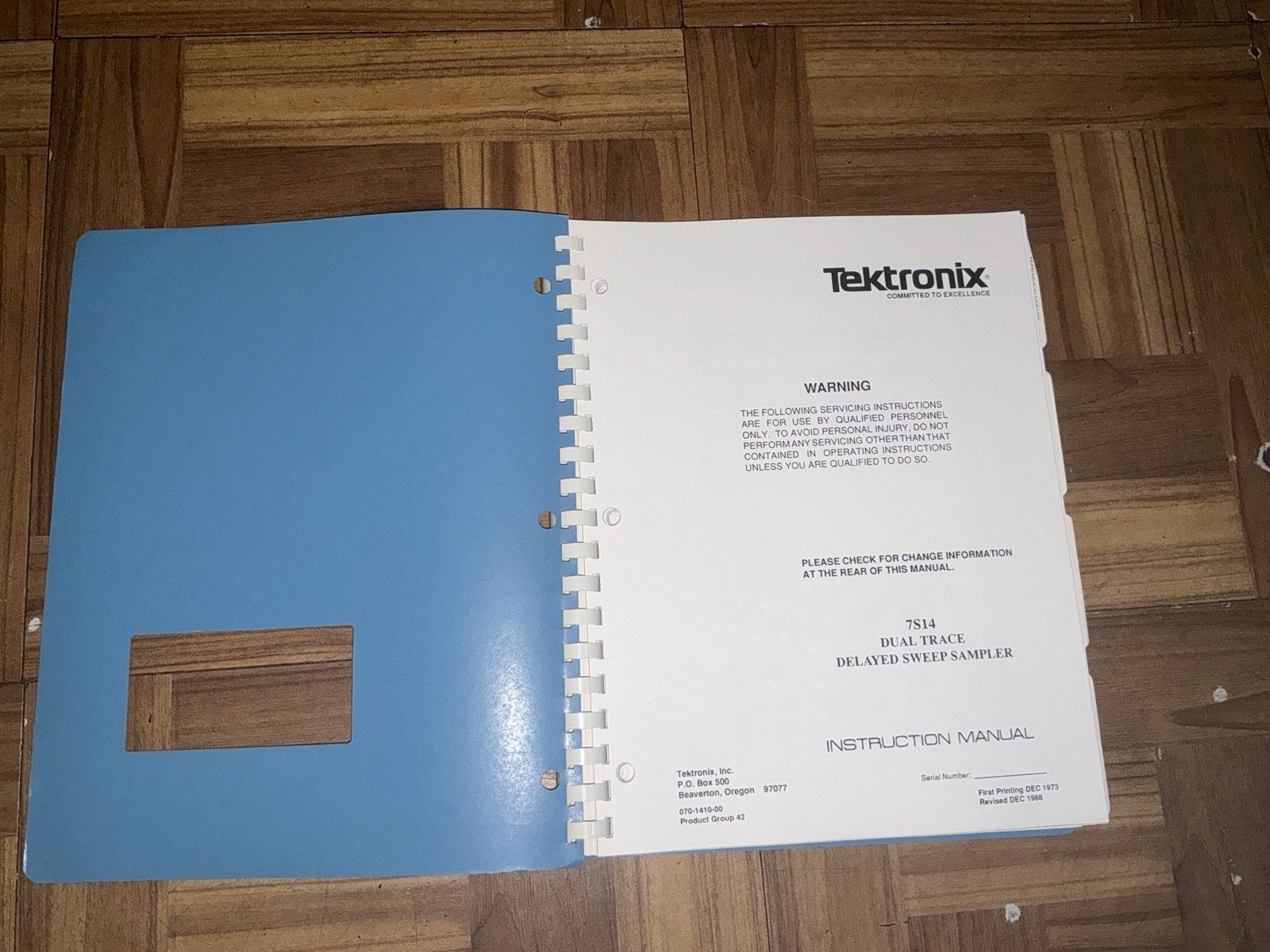 Tektronix 7S14 Dual Trace Delayed Sweep Sampler Instruction Manual Original
