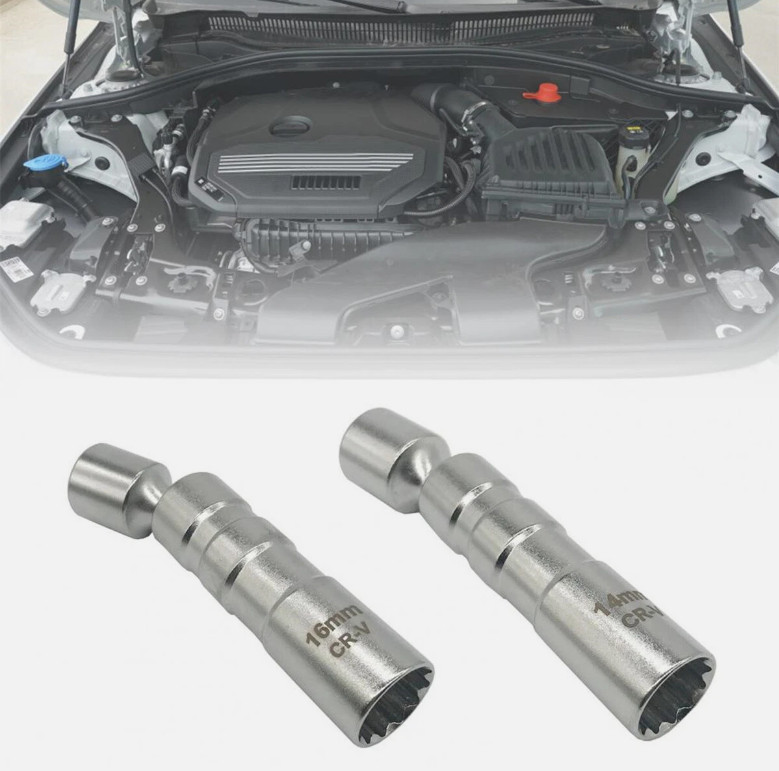 14 & 16mm 12PT Thin walled Magnetic Swivel Spark Plug Socket 3/8" Drive For BMW