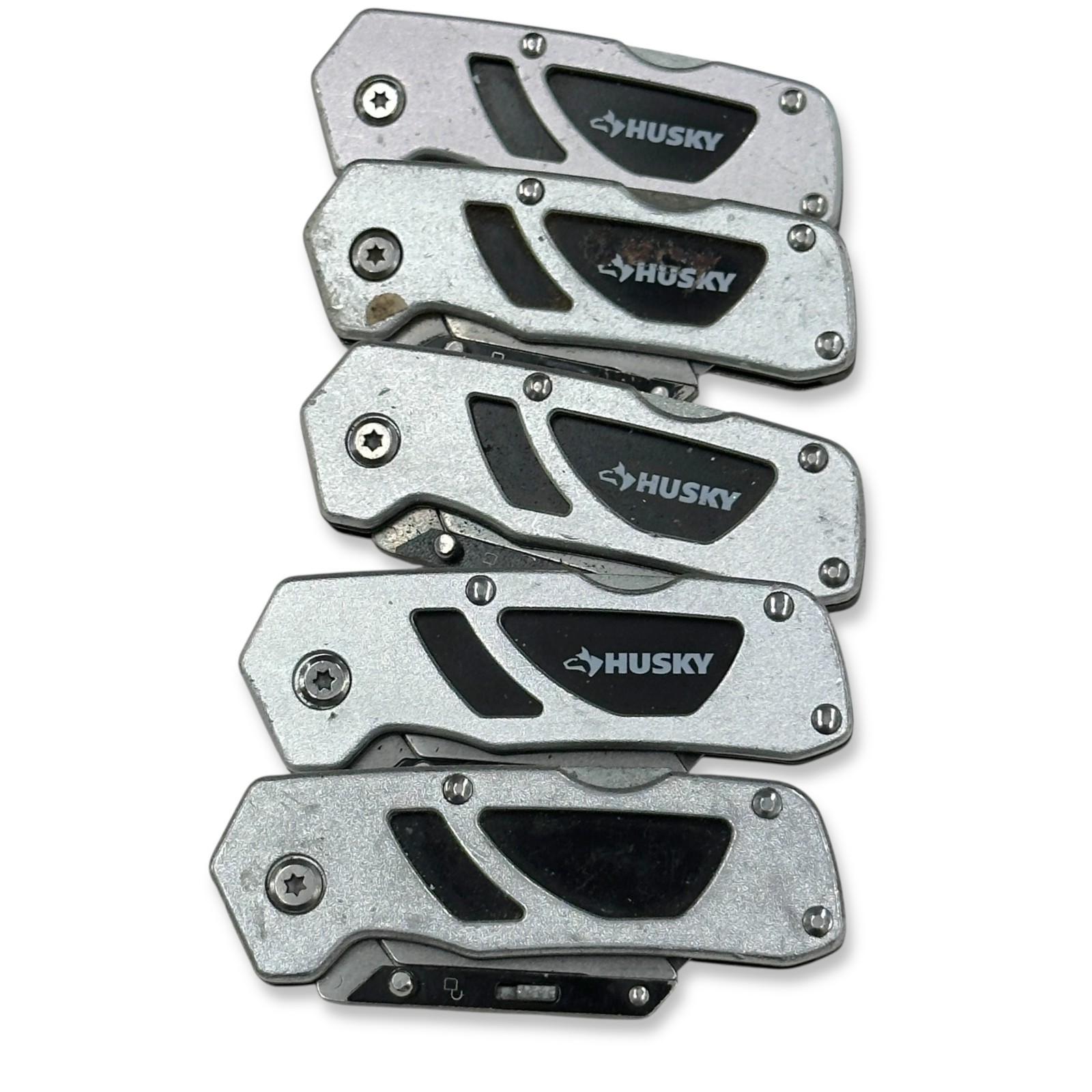Husky Folding Box Cutters Utility Knife Tool Set, 5 Pieces