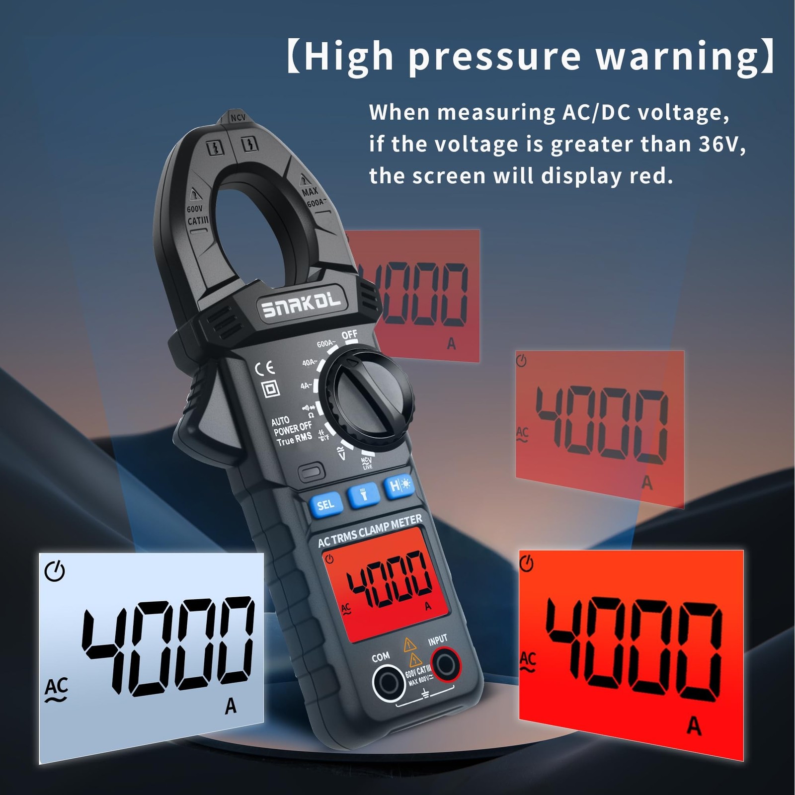 6000 Counts Digital Clamp Meter, 35mm Jaws NCV AC DC Current Voltage Tester |...