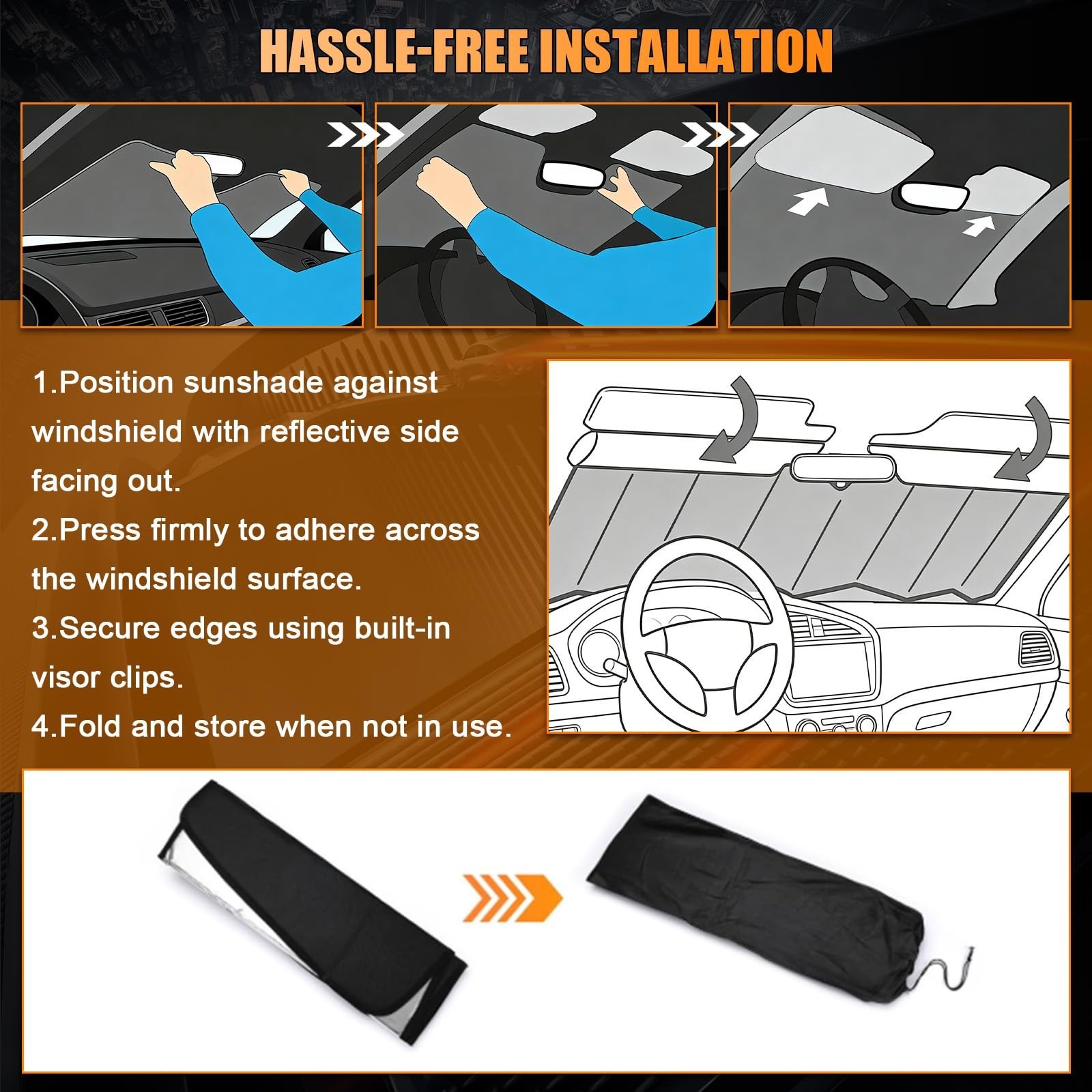 Windshield Sun Shade Compatible with Dodge Ram 2019-2026, Foldable Truck Suns...